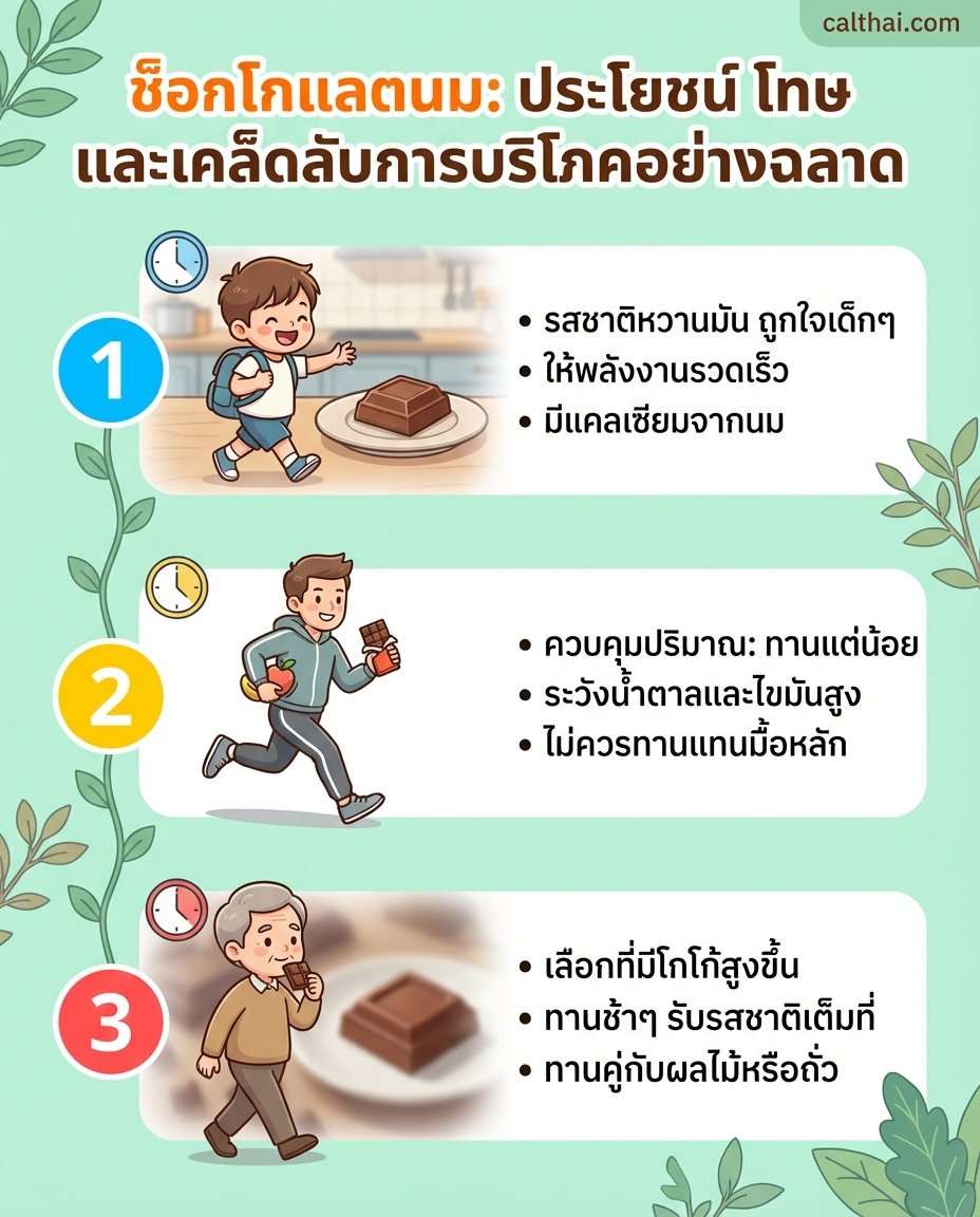 ช็อกโกแลตนม: ประโยชน์ โทษ และเ