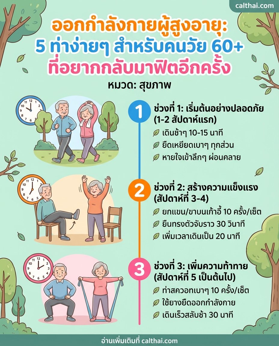 ออกกำลังกายผู้สูงอายุ: 5 ท่าง่