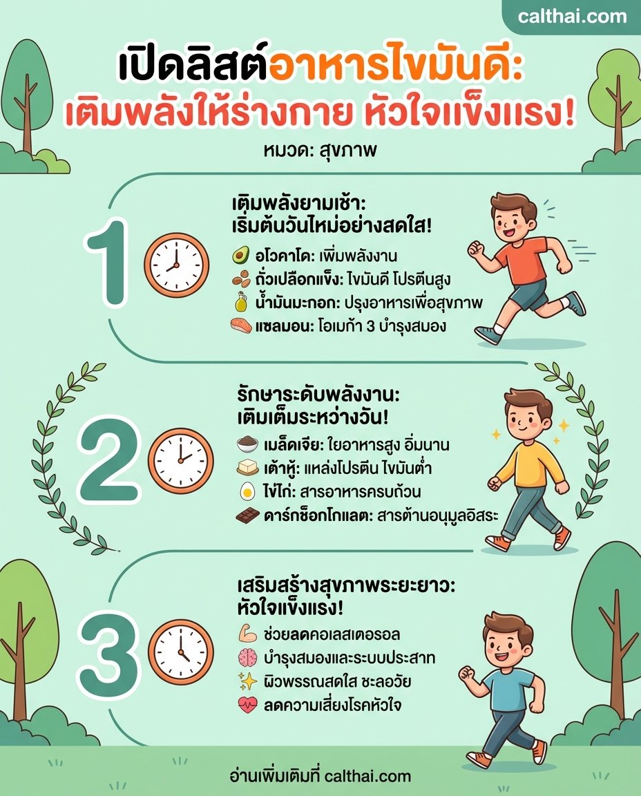 เปิดลิสต์อาหารไขมันดี: เติมพลั
