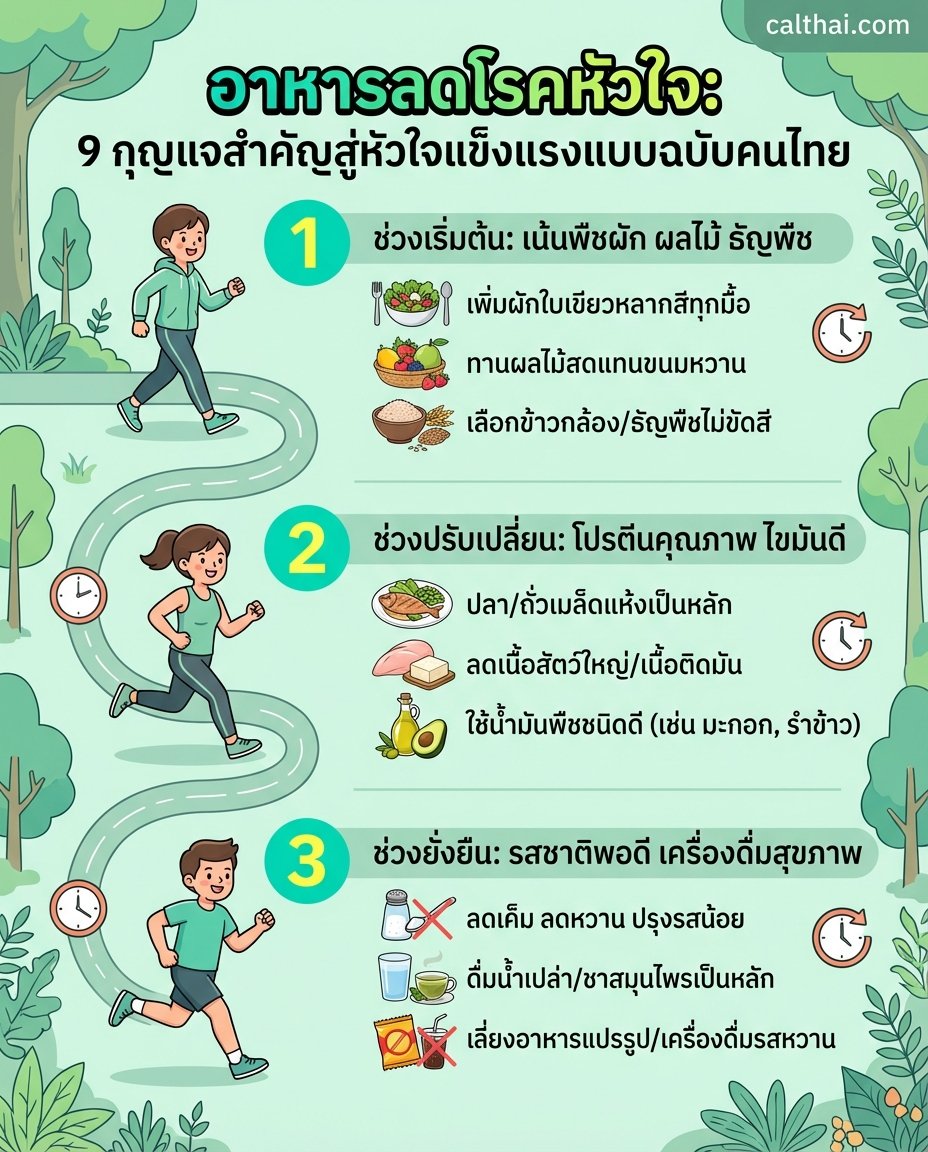 อาหารลดโรคหัวใจ: 9 กุญแจสำคัญส